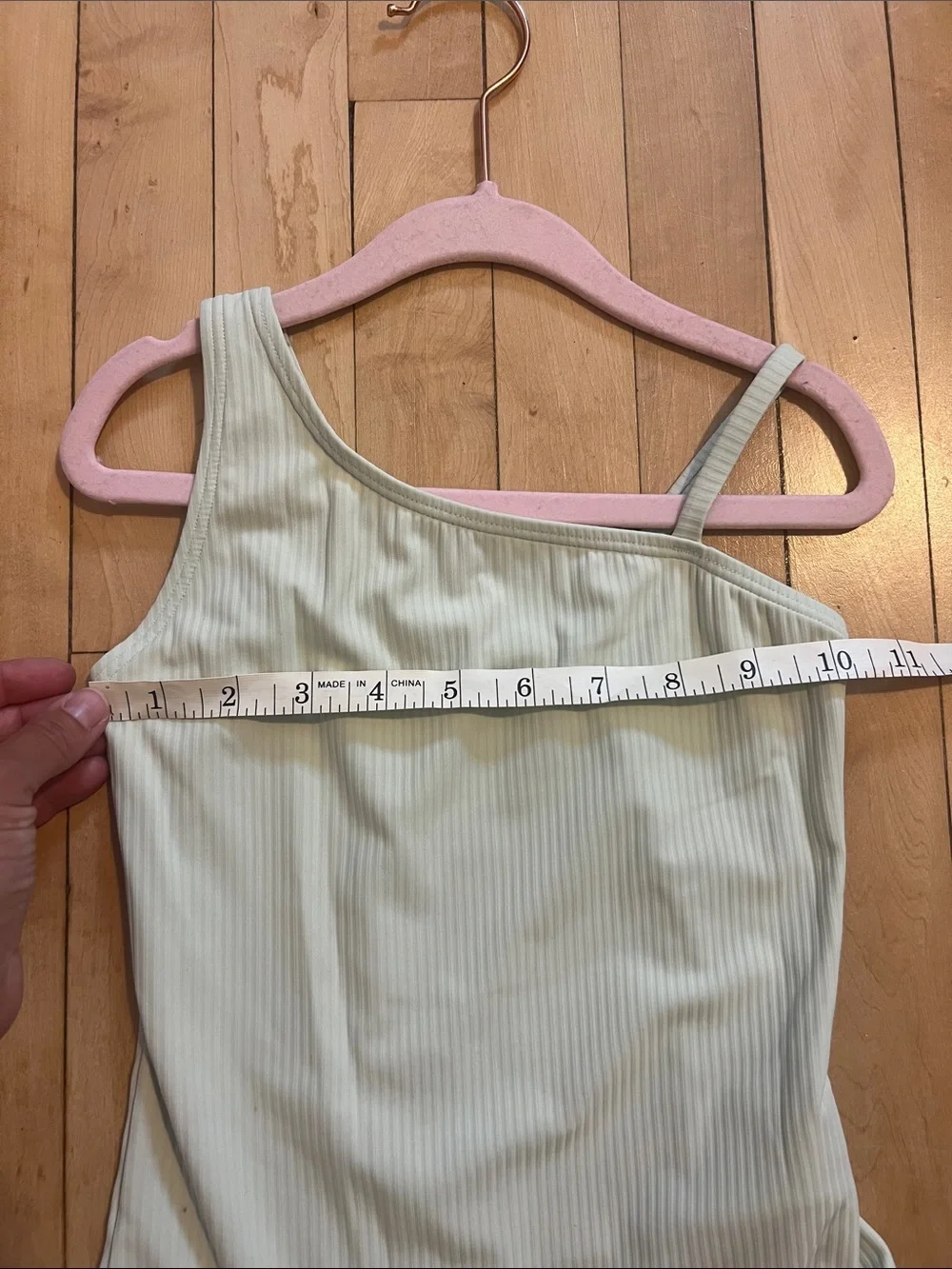 Athleta Light Mint Ribbed One-Shoulder Girls One-Piece